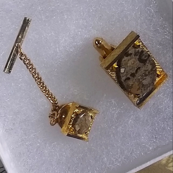 Jeu De Boutons De Manchette Et Tie-tack Anciens Dante - État Correct - Parfaits Pour Un Look Vintage Chic